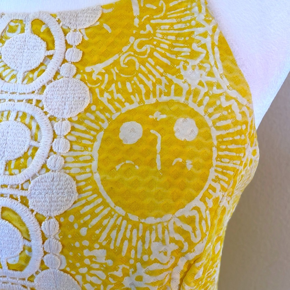 Vintage Lilly Pulitzer yellow cotton and lace top